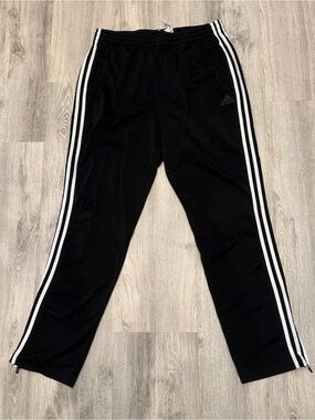 Adidas Black Three Stripe Track Pants Size XL Athletic Joggers